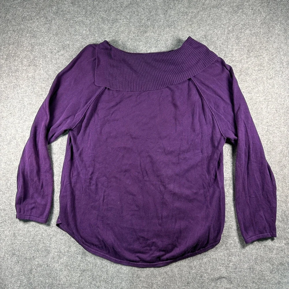 Great Northwest Indigo Womens XL Purple Asymmetrical Button Neck Knit Sweater
